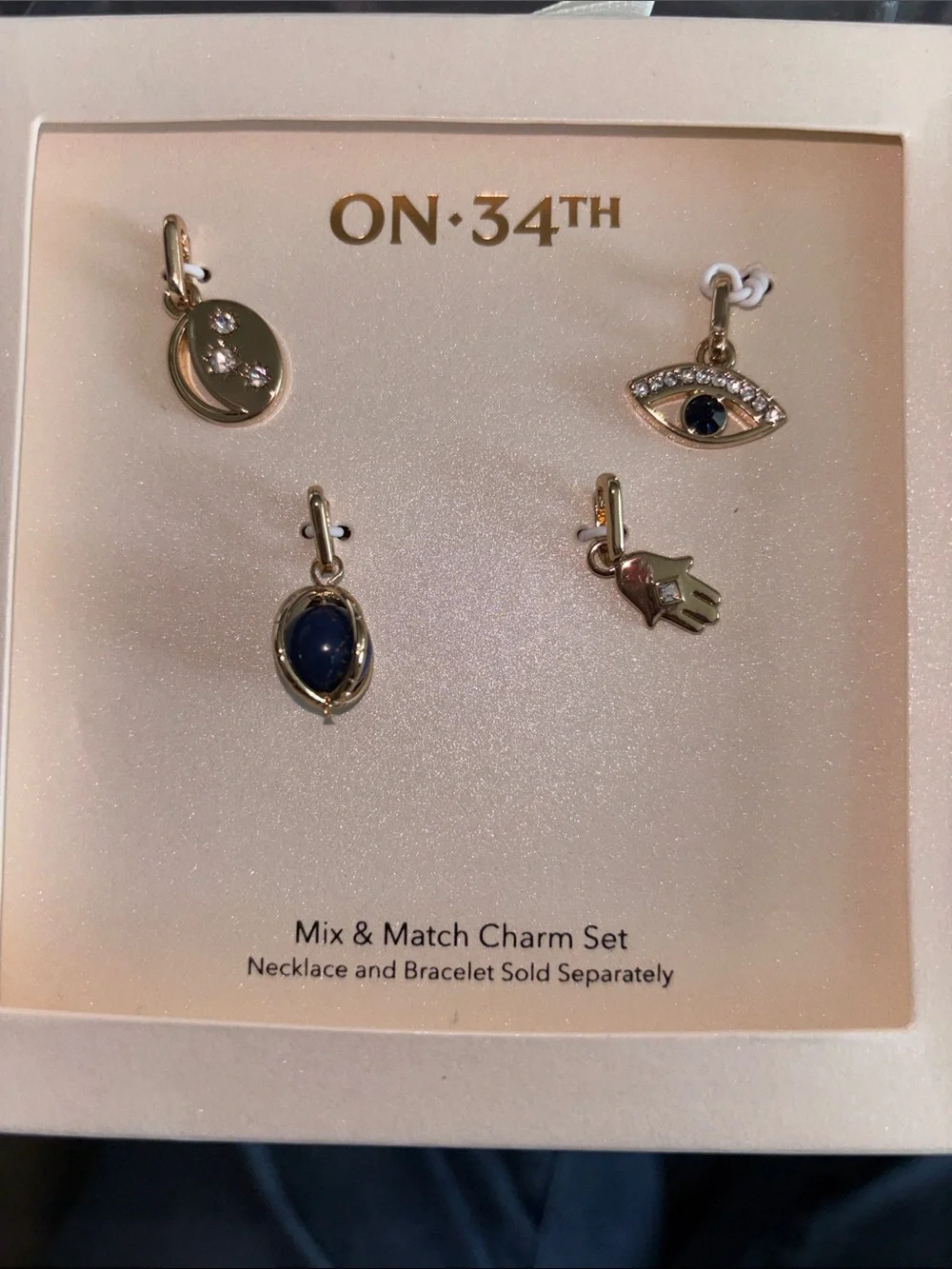ON·34TH Gold-Tone Mix & Match Charm Set with Navy and Clear Accents